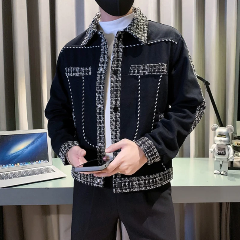 

Мужская куртка весна-осень 2025 года, приталенная лоскутная верхняя одежда, универсальная для повседневных официальных мероприятий, теплая, стильная