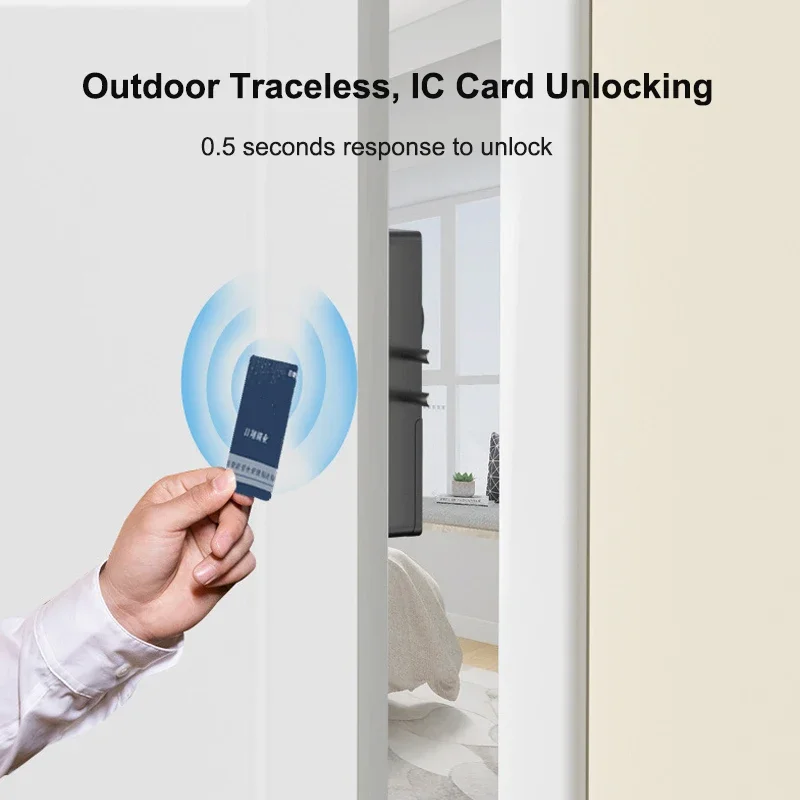 Tuya Smart Electronic Lock Keyless Entry Door Bolt Lock Concealed Invisible Installation TTLock App IC Card Lock for Wooden Door