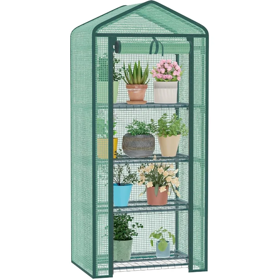 

Портативная 4-уровневая подставка для теплицы для использования в помещении и на открытом воздухе с прочной полиэтиленовой крышкой Идеально подходит для защиты рассады и растений