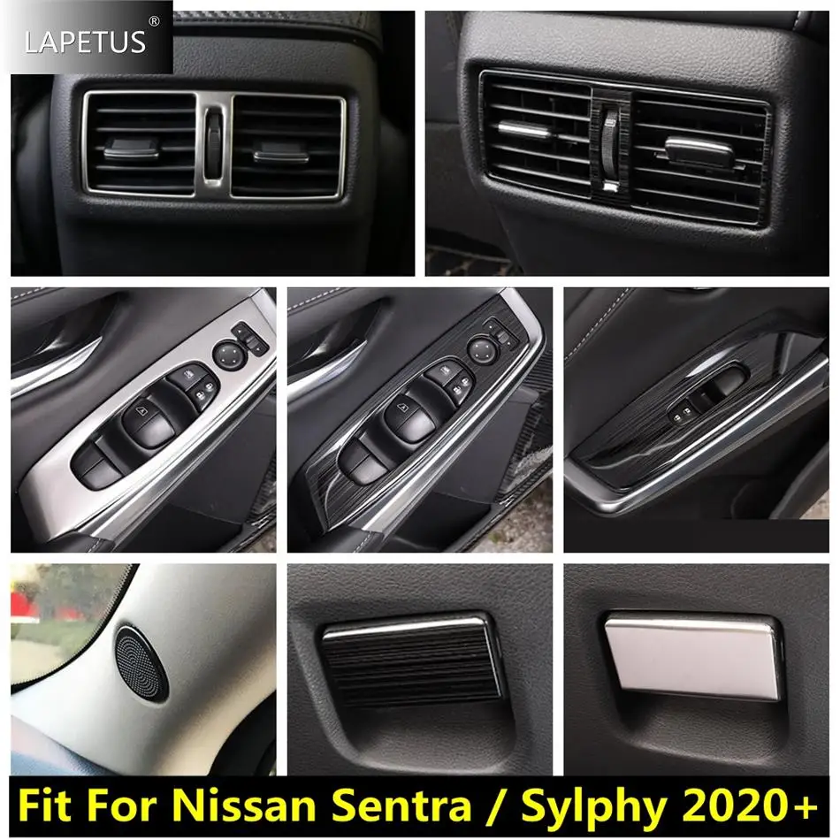 

Metal Car Accessories Pillar A Tweeter Speaker/ Window Lift Button / Rear Air Cover Trim For Nissan Sentra / Sylphy 2020 - 2024