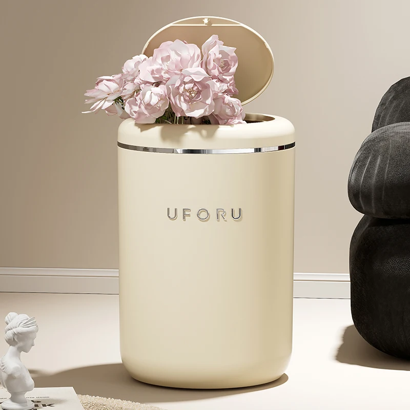 UFORU Living room trash can high appearance level with lid light luxury large capacity office bedroom trash can