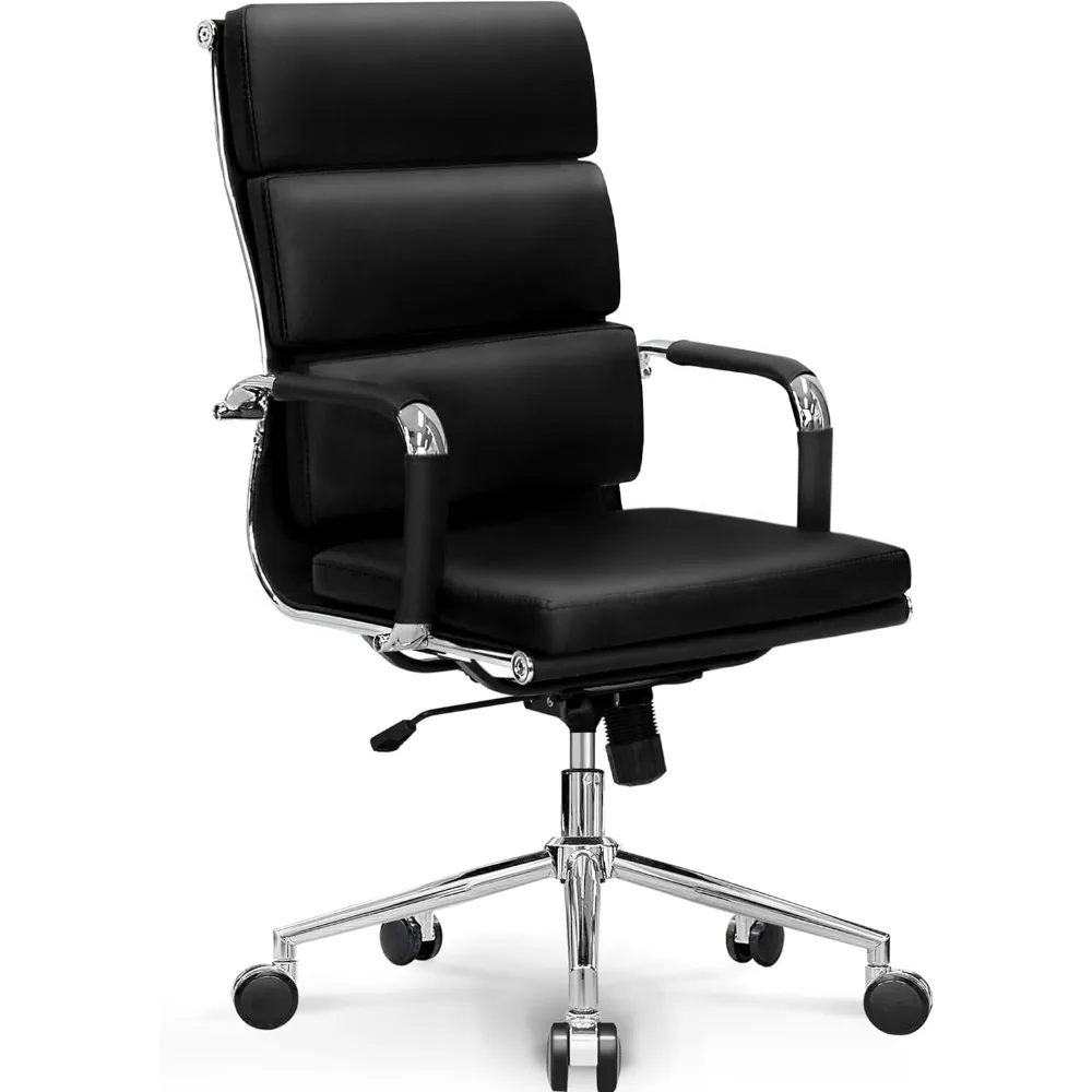 Silla de escritorio de oficina ergonómica, cuero ejecutivo moderno, tarea de conferencia, giratoria acolchada ajustable, hogar, oficina