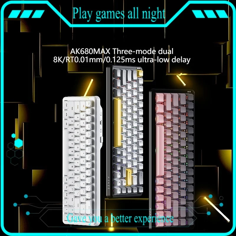 

Ak680max Wireless Magnetic Axis Mechanical Keyboard 68keys Structure Rgb Abs Keycap Hot Swappable Full Key No Conflict Esports