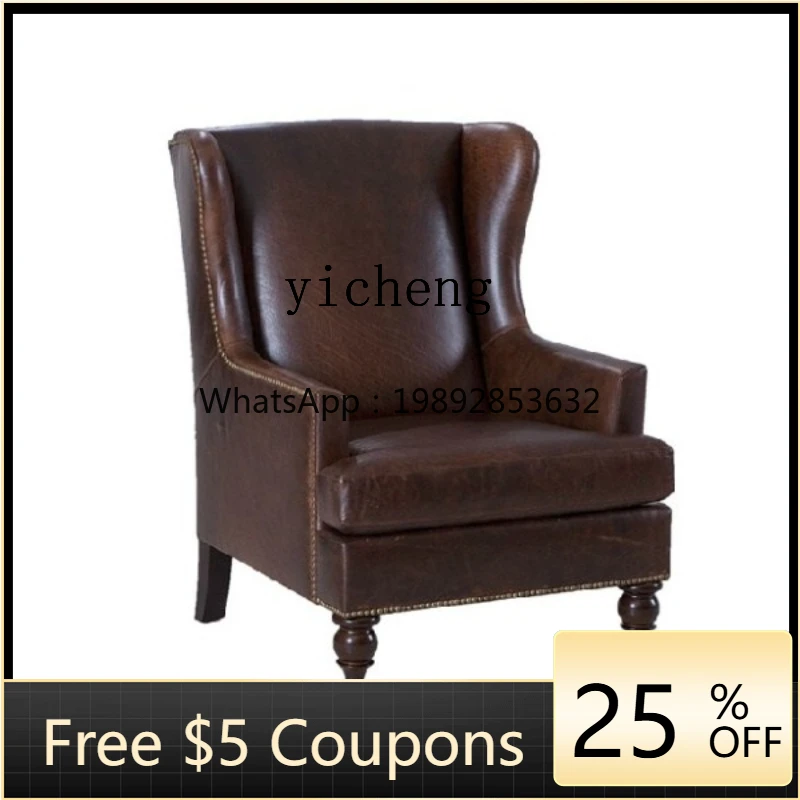 

XL American Simple European Single Leather Sofa Post-Modern Wingback Chair