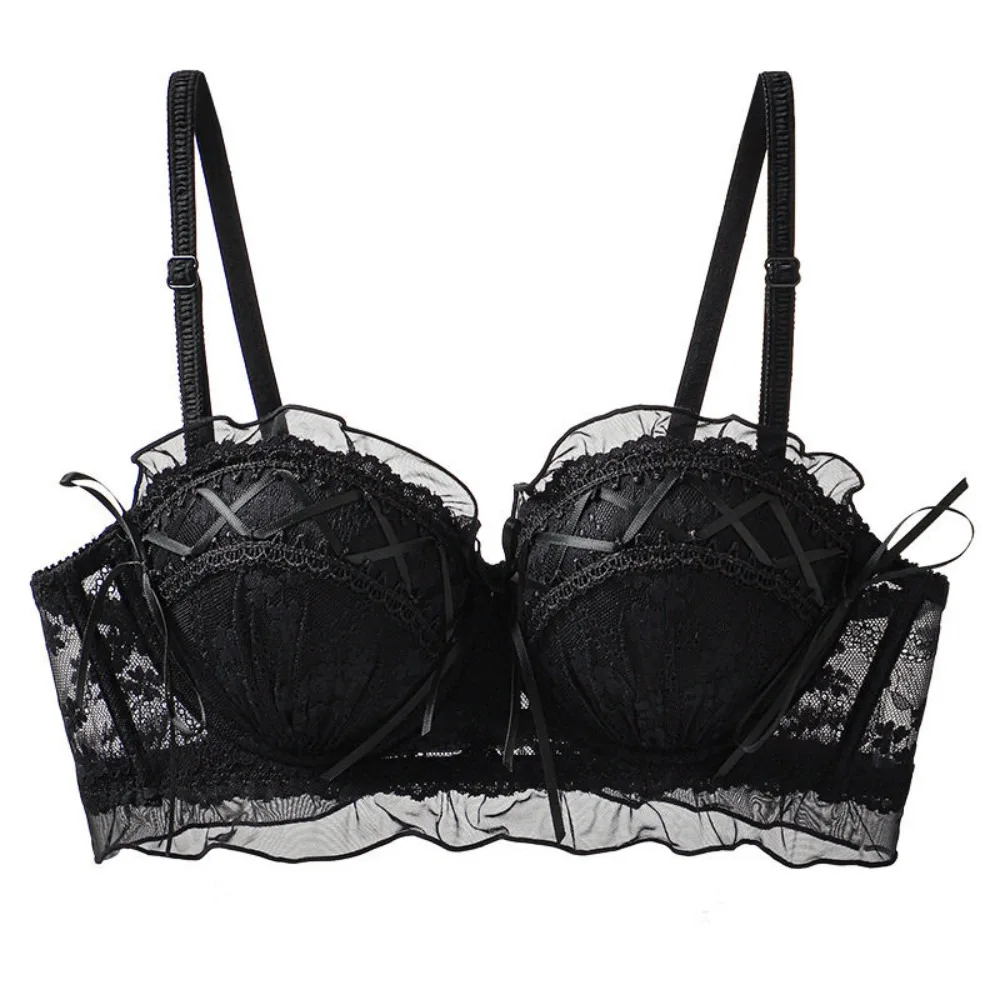 Sweet Japanese Lolita Lace Lingerie Set Wireless Padded Bra Small Bust Support Kawaii Girl Underwear Intimates 32-38AB Delicate