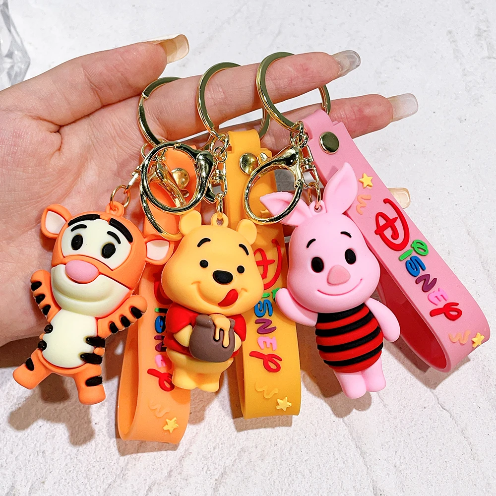 Fashion Cartoon Keychains Winnie the Pooh Tiger Piglet Cartoon Key Ring Car Kids Gifts Christmas Decorations Phone Bag Hanging