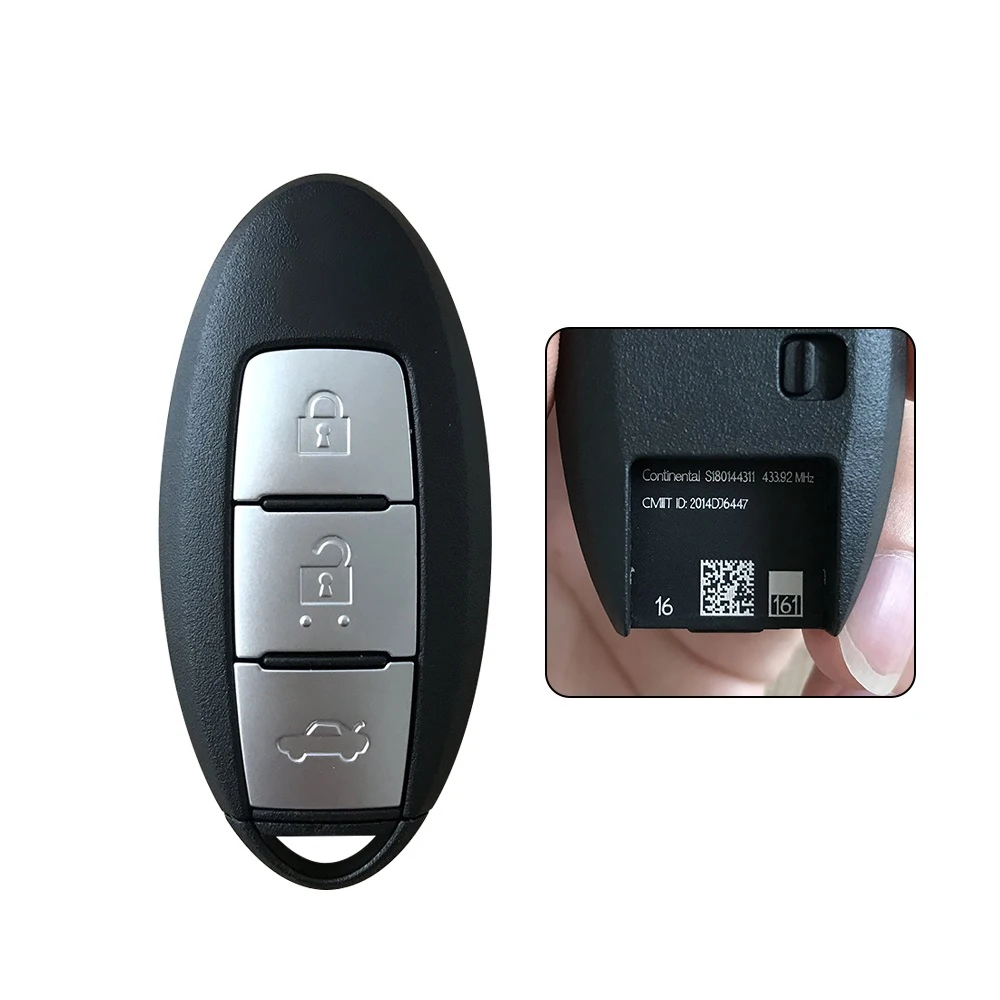 CN027044 Aftermarket 3 кнопки умный пульт дистанционного управления без ключа S180144311 4A чип 433 МГц для N-ISSAN New Teana 2016-2017
