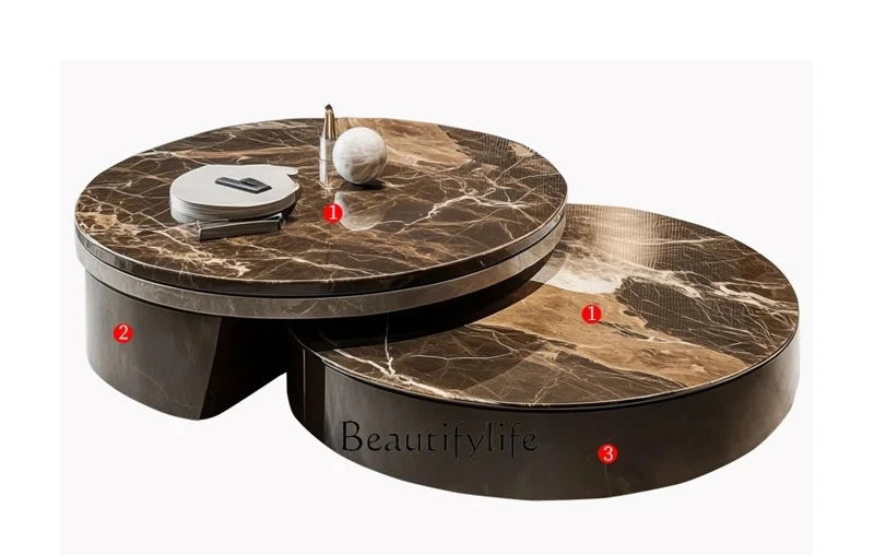 

02Coffee table living room household light luxury high-end retractable tea table