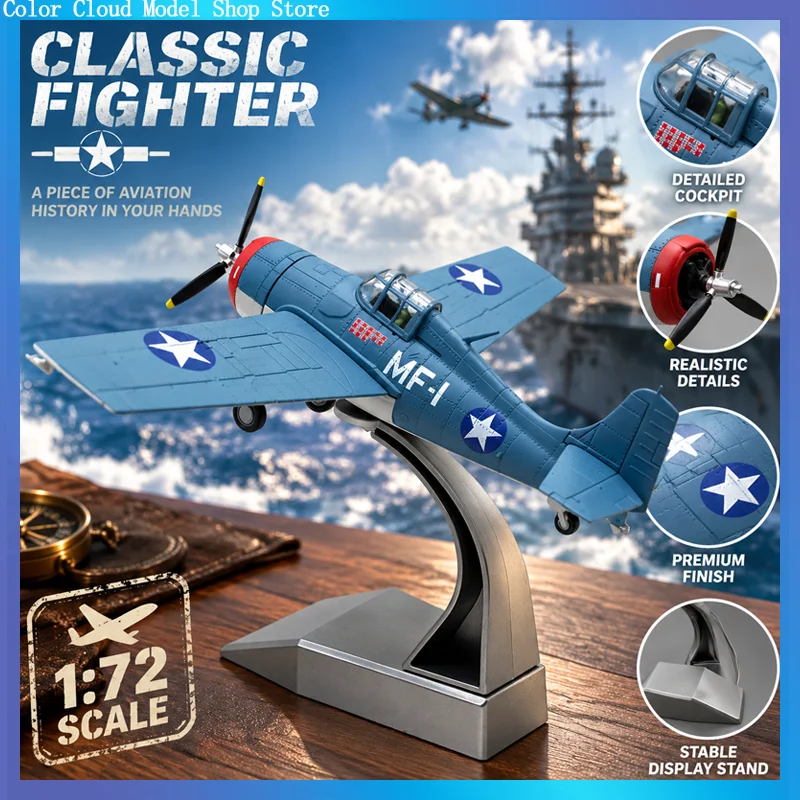 Ns Model 1:72 American Wwii F4f Wildcat Carrier Based Fighter Jet High Simulation Diecast Metal Airplane Finished Alloy Military