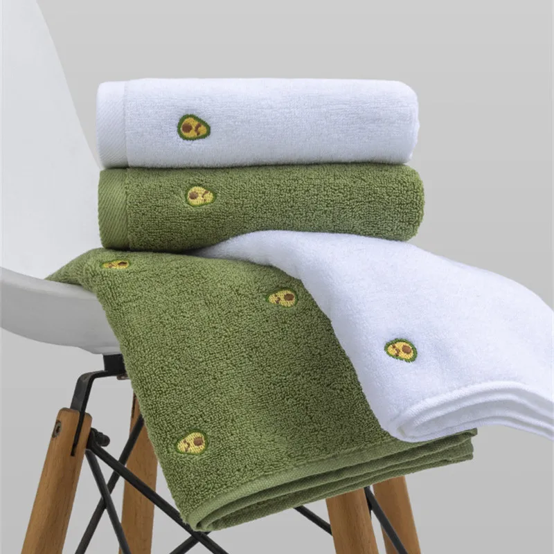 34x75cm 100% Cotton Thicken Avocado Fruits Embroidered Adult Hand Towel Soft Absorbent Bathroom Washcloth