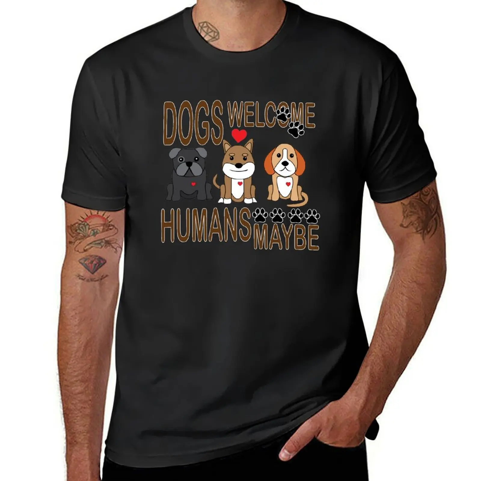 

Dogs Welcome! T-shirt vintage vintage clothes blanks mens graphic t-shirts