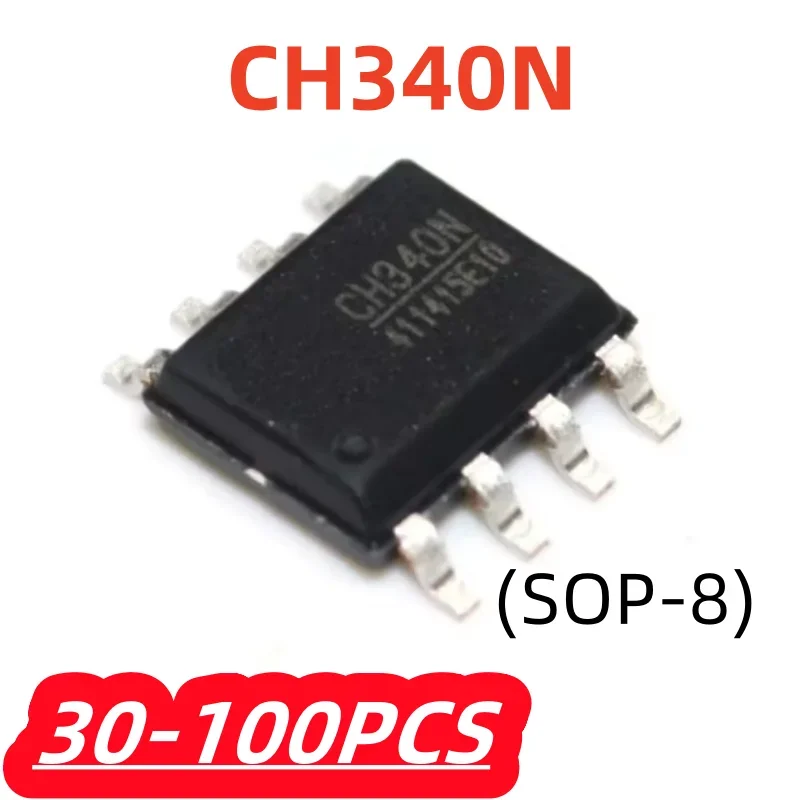 ch340n-ch340-sop-8-usb-uartシリアル通信ic。arduinoのdiy電子工作プロジェクトやマイクロコントローラープログラマーに使用。30～100個入り。
