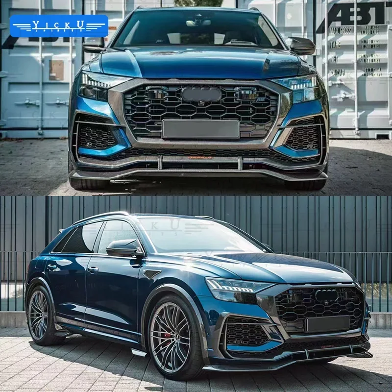 High quality AB carbon fiber body kit front lip side skirt rear lip spoiler top wing suitable for Audi RS Q8