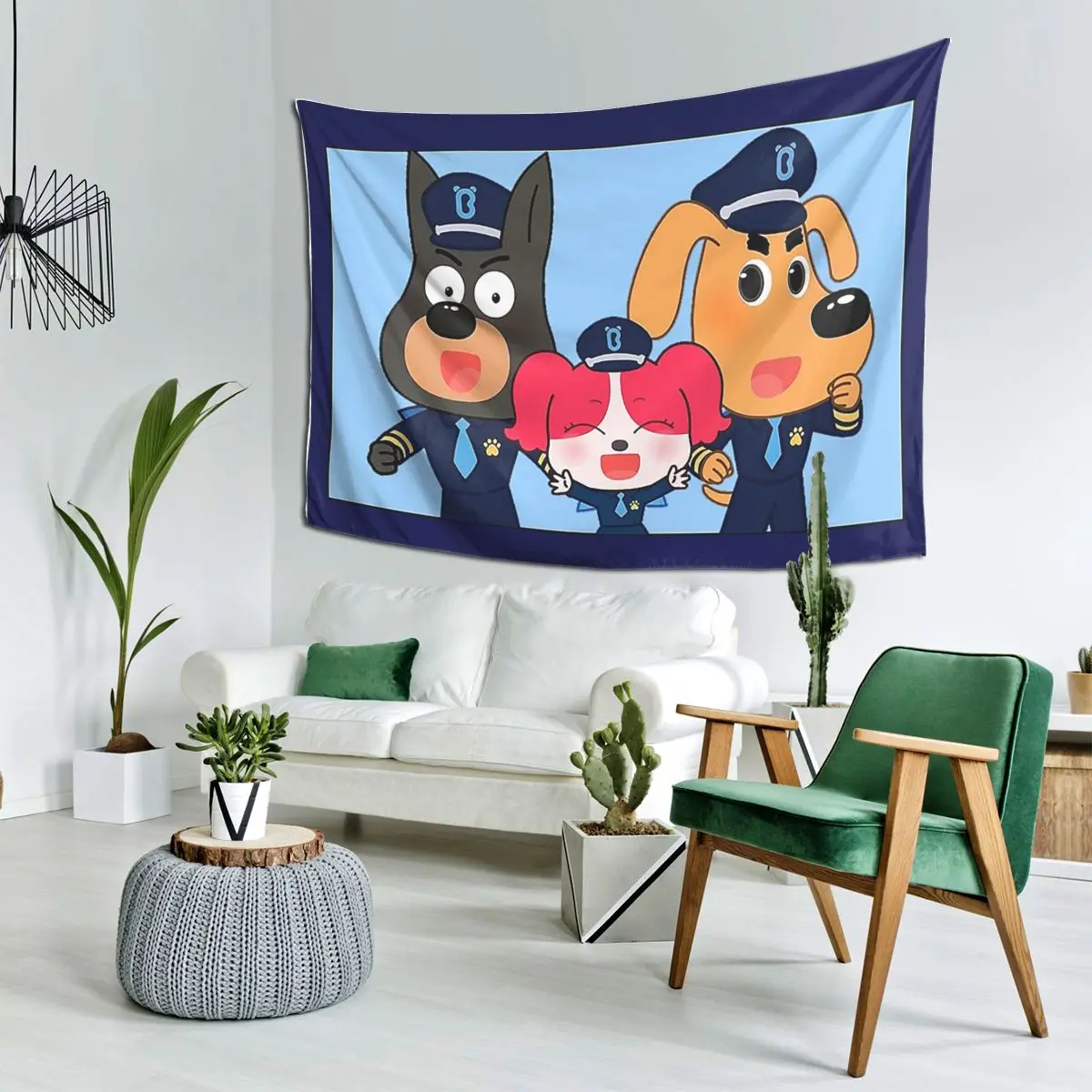 Sheriff Labrador Tapestry Decoration Art Aesthetic Tapestries for Living Room Bedroom Home Wall Cloth Wall Hanging