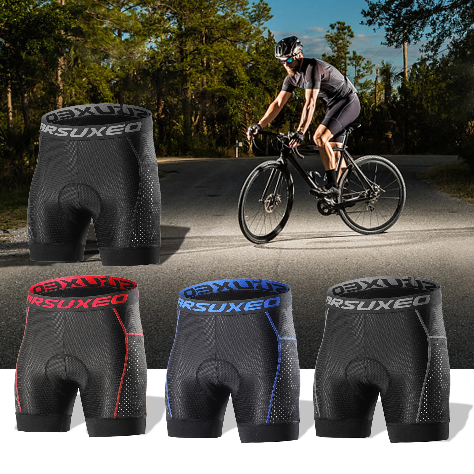 Arsuxeo Männer Fahrrad Unterwäsche Shorts 5d Gel gepolstert schnell trocknen MTB Fahrrad Fahrrad Reit shorts Mann Radfahren Maillot Rad hosen – Detail 33