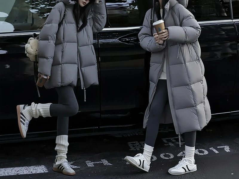 2025 Winter Loose Hooded Medium to Long Cotton Jacket Women's Thick Bread Jacket