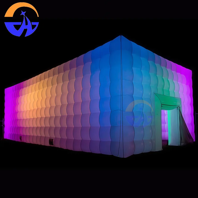 8x8x4m Grote Witte Opblaasbare Nachtclub Disco Kubus Party Tent Kubus Bruiloft Tent Vierkant tuinhuisje Evenement Onderdak Draagbare Paviljoen