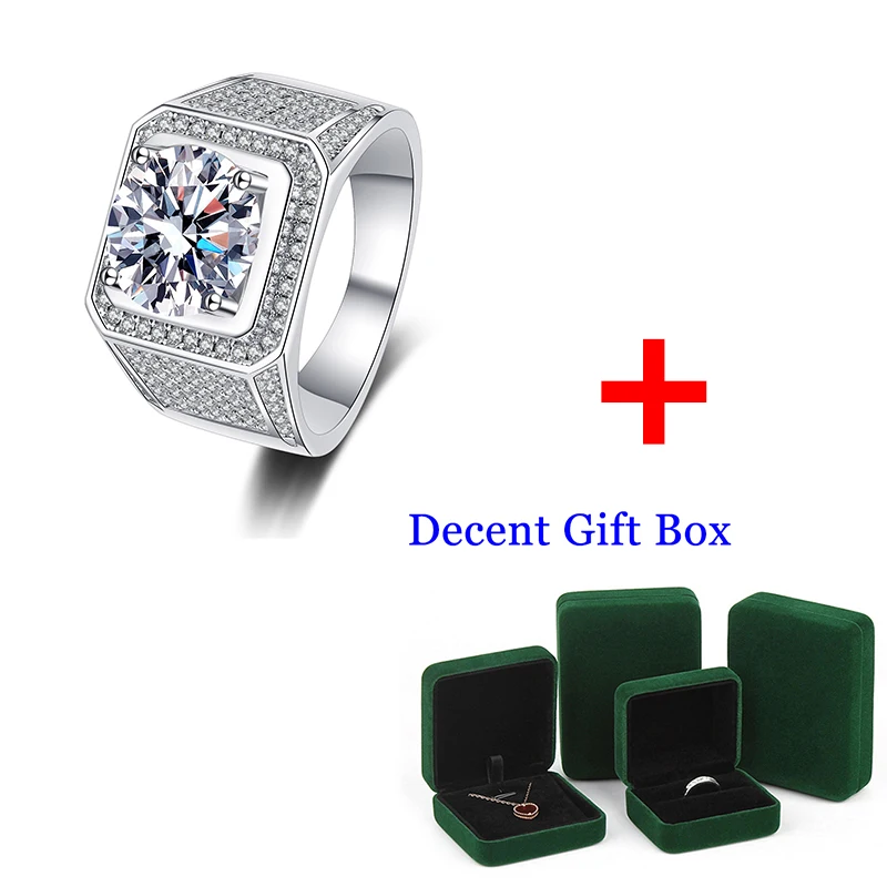 D‑Color VVS1 5CT Square Moissanite Signet Ring Platinum Plated S925 Sterling Silver Pass Diamond Tester Men Engagement Wedding Cocktail Fine Jewelry Party Gift For Him view 6
