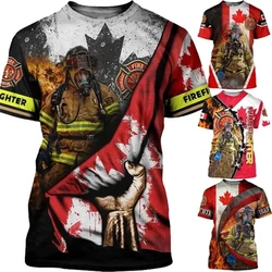 Men Summert T Shirt Firefighter Printed 3D All Over Print T Shirt Cosplay Costume Short Sleeve O Neck Casual Top Tees Oversized