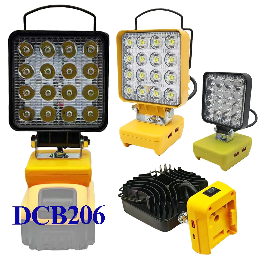 

Для DeWalt 20 В корпус литиевой батареи DCB200 автомобильный светодиодный рабочий фонарь фонарик электрический фонарик прожектор USB Power Bank лампа для кемпинга