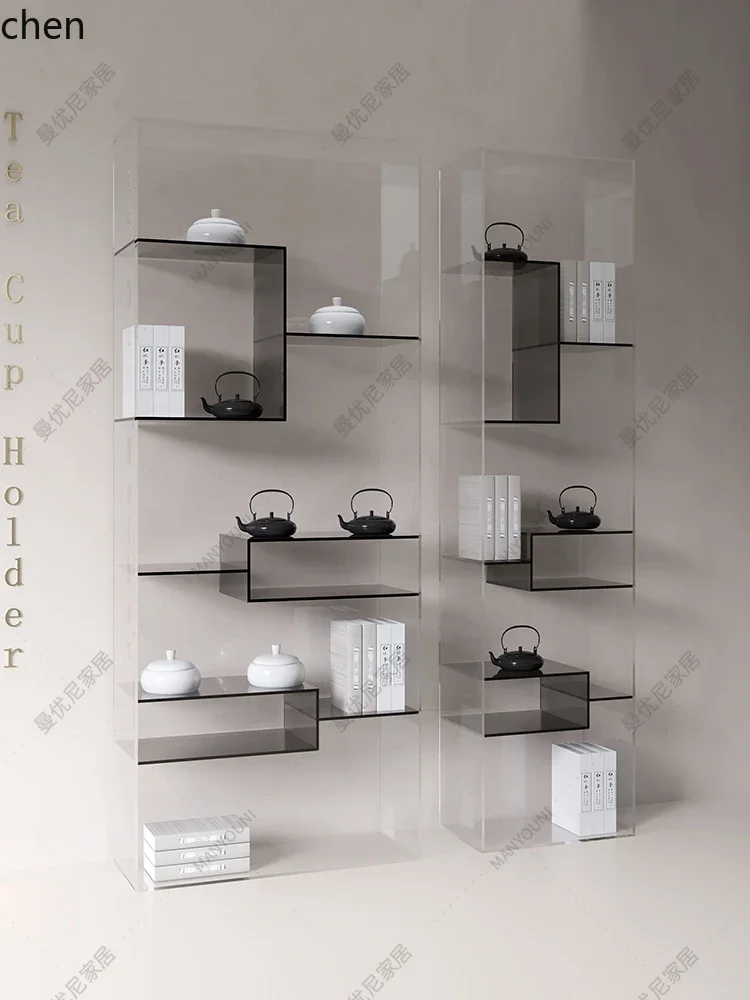 

YFY teacup holder Modern wall-mounted display stand Acrylic multi-treasure pavilion partition