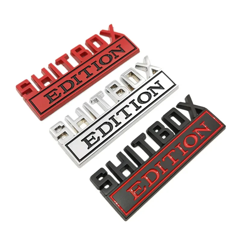 1 قطعة ثلاثية الأبعاد كروم أسود أحمر شعار معدني SHITBOX طبعة شارة ذيل السيارة الجانب ملصق اكسسوارات ل جيب دودج كرايسلر