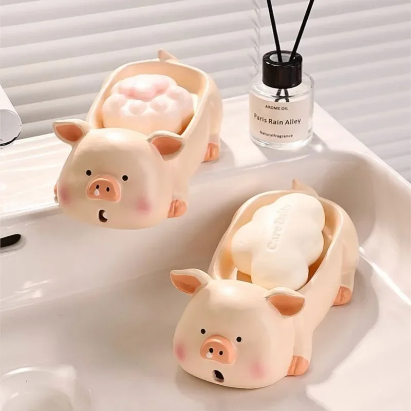 Creative Ceramics Soap Box Durable Bathroom No Water Accumulation Dripping Soap Box Cute Storage Rack Soap Dish Holder