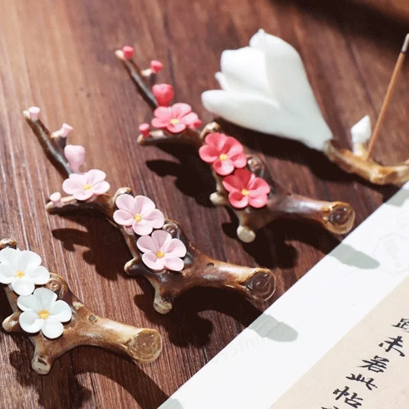 Ceramic Plum Blossom Incense Burner Hand-pinched Green Plum Incense Burner Creative Household Thread Incense Sandalwood Burner