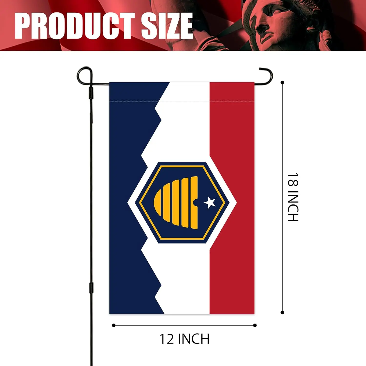 Utah Flag 12x18 Inch Double Sided Utah State Flags with Vivid Color for Indoor and Outdoor, Utah Flags for Lawn House Yard D zzo