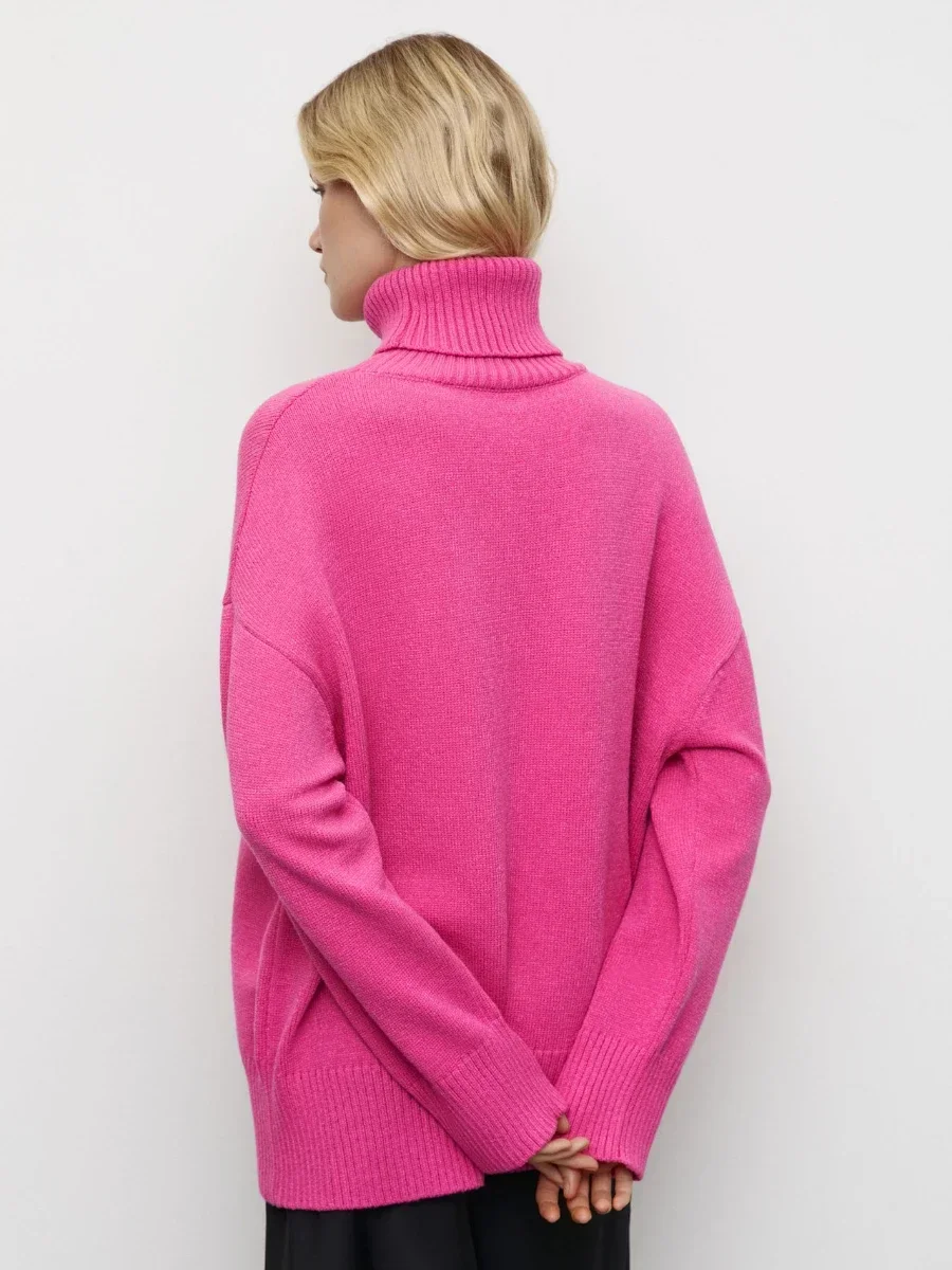 Wolfeel Women's Thick Warm Pullover Chic Turtleneck Sweater Winter Fashion Oversized Casual Top Loose Knitted Jumper Female Pull
