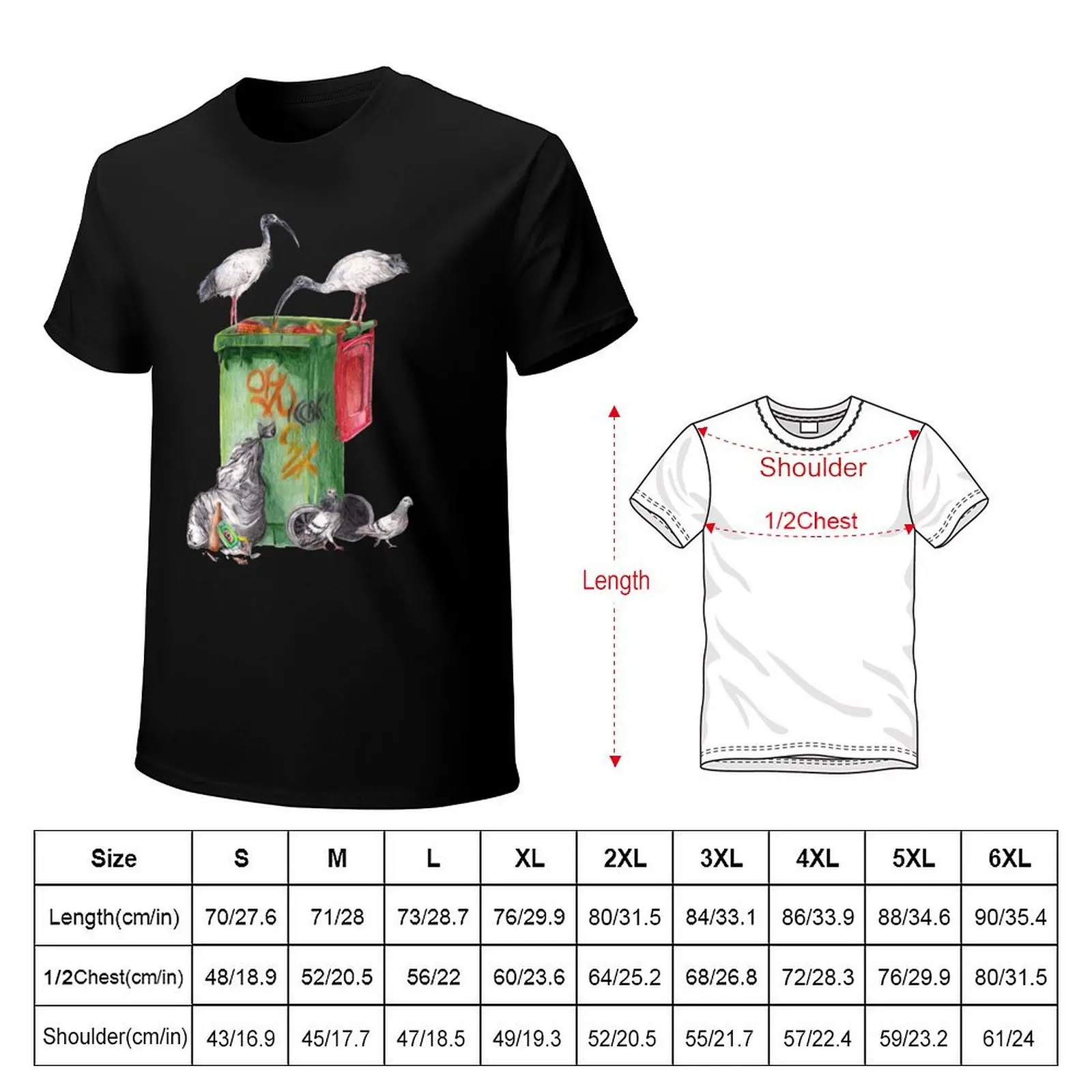 Inner West Feast || Australian Bin Chicken and Pigeons T-Shirt Basic Short Sleeve Cotton Blend T-Shirt
