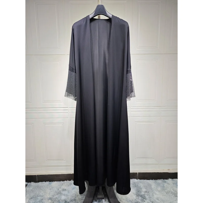 Open Black Diamond Abaya Dubai Luxury Large Size African Women Dresses Kebaya Kaftan Turkey Islamic Fashion Modest Robe Clothing