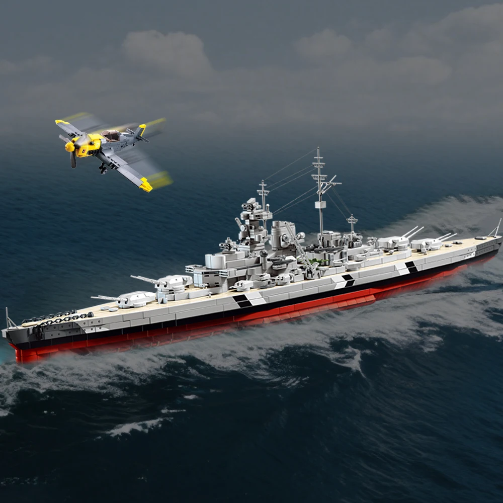 

2975 Giant Battleship And Fighter Building Blocks Kit，1:300 Scaled Giant Ship Block Model,