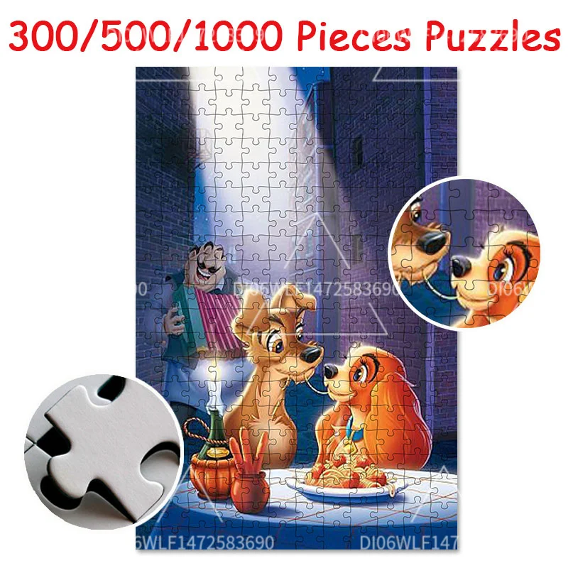 300/500/1000Pcs Jigsaw Puzzle Disney Fox and The Hound Animated Movie Poster Puzzle Kids Educational Toys Adult Gift Game Print