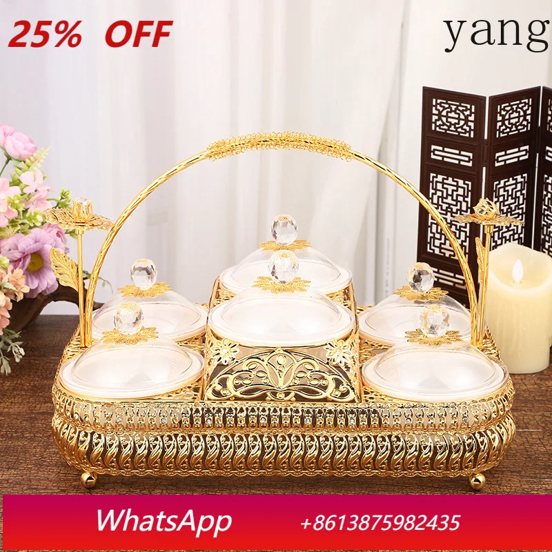 

LHH Classical light luxury six-grid acrylic fruit plate, exquisite high-end pattern, portable fruit snack dessert fruit basket