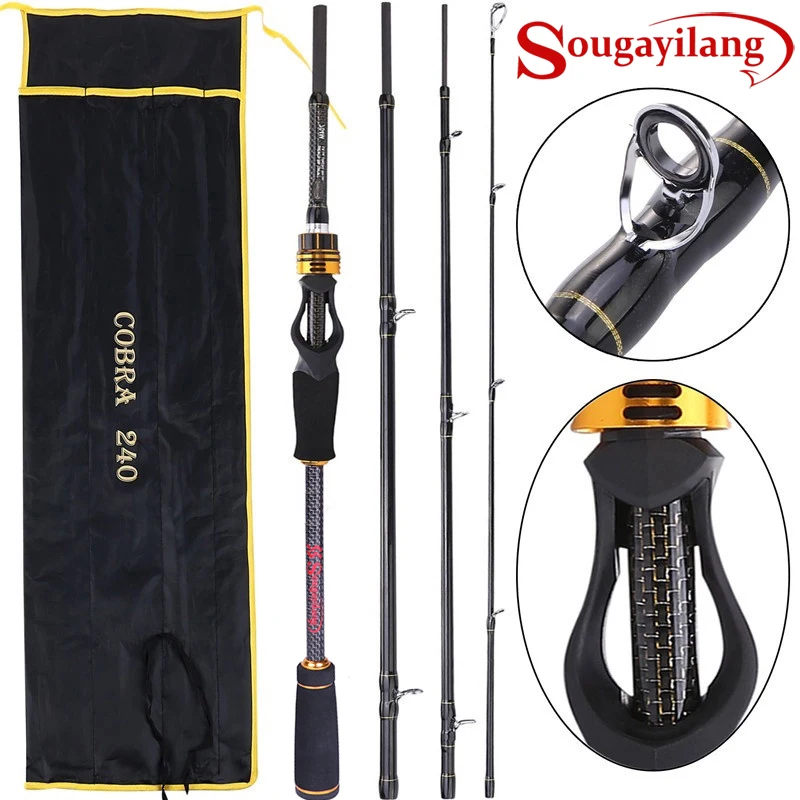 Sougayilang Fishing Rod 1.8-2.1m Casting Fishing Rod 99% Carbon Fiber Fishing Rod 4 Sections M/MH Power Rod for Fishing Pesca