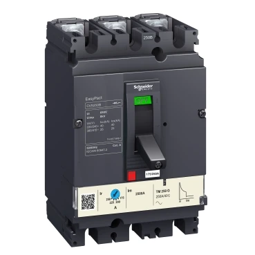 

LV516332 circuit breaker EasyPact CVS160F, 36 kA at 415 VAC, 125 A rating thermal magnetic TM-D trip unit, 3P 3d