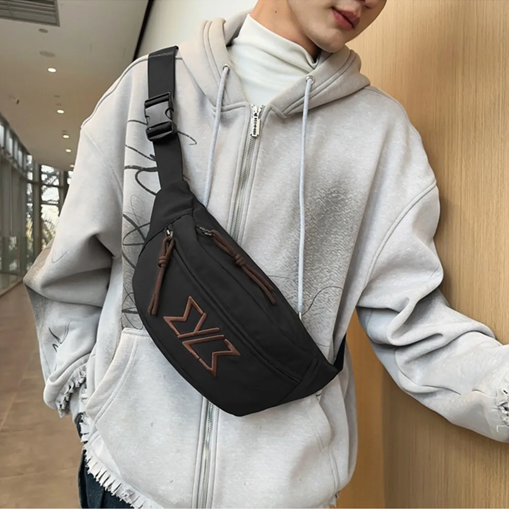 

Casual Male Chest Bag Multifunctional Adjustable Strap Sports Sling Backpack Zipper Large Capacity Nylon Waist Bag Outdoor