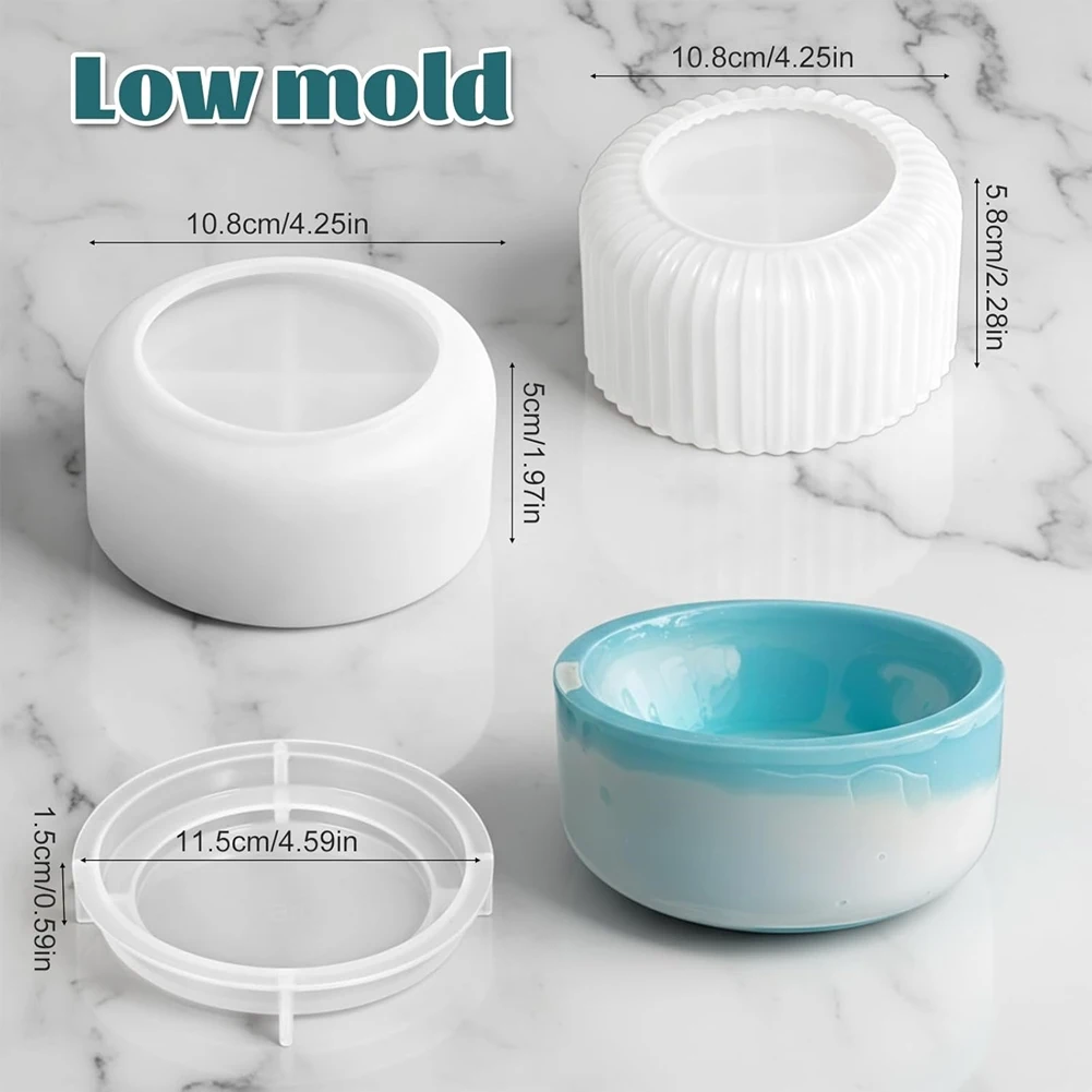 【BAAQ】 8 PCS Candle Jar Silicone Mold with Lid, Round Stripe Resin Molds Box Storage for Epoxy Jewelry Trinket Holder Organizer