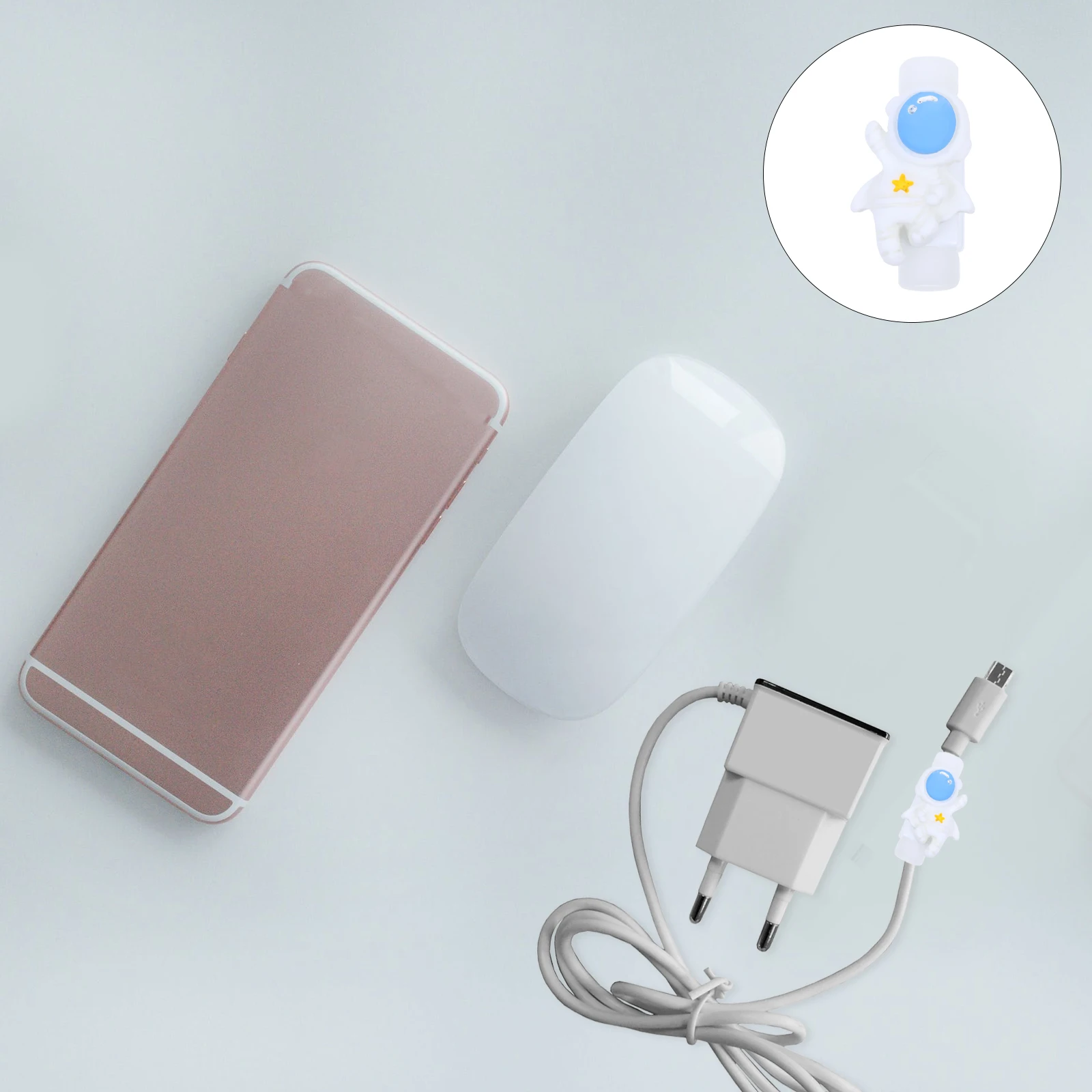 

10Pcs Astronaut Cable Organizer Perfect Fit USB Cable Protector Cartoon Data Line Cover Pp Resin Material