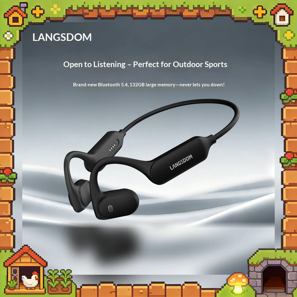 LANGSDOM AirWave Open Ear Bluetooth Headphones Wireless Air Conduction Ear Hook Sports Earbuds for Running Cycling