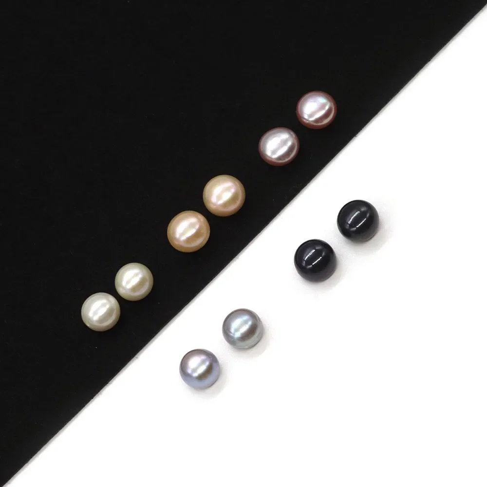 2Pcs Half Hole Earrings Pearls 100% Natural Stone Women\'s Gift Freshwater Beads Jewelry Diy Making Accessories Decoration Goods