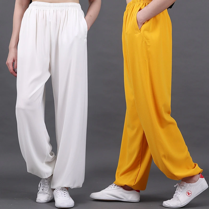 New Spring Autumn Tai Chi Pants - Stretchy Pearl Cotton Breathable Chinese Style Lantern Martial Arts Trousers
