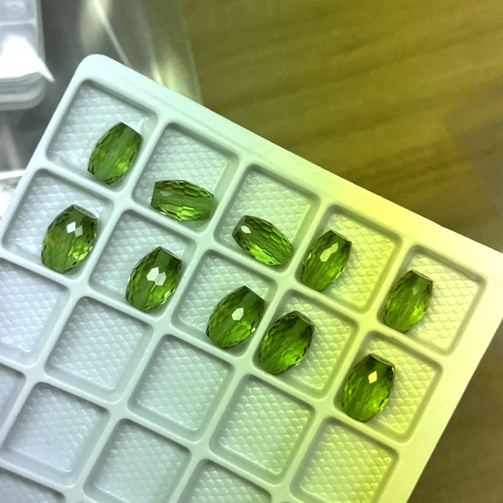 6x9-8x12mm Faceted Green Glass Beads Color Change Glass Crystal Diaspore Stones with Hole