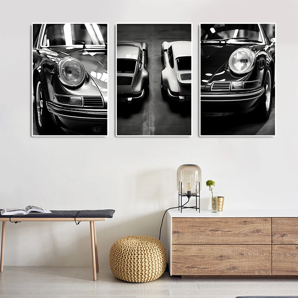 Vintage Luxury Mustang Racing Poster And Print Retro Silver Supercar Canvas Painting Classic Sports Car Wall Art Room Home Decor