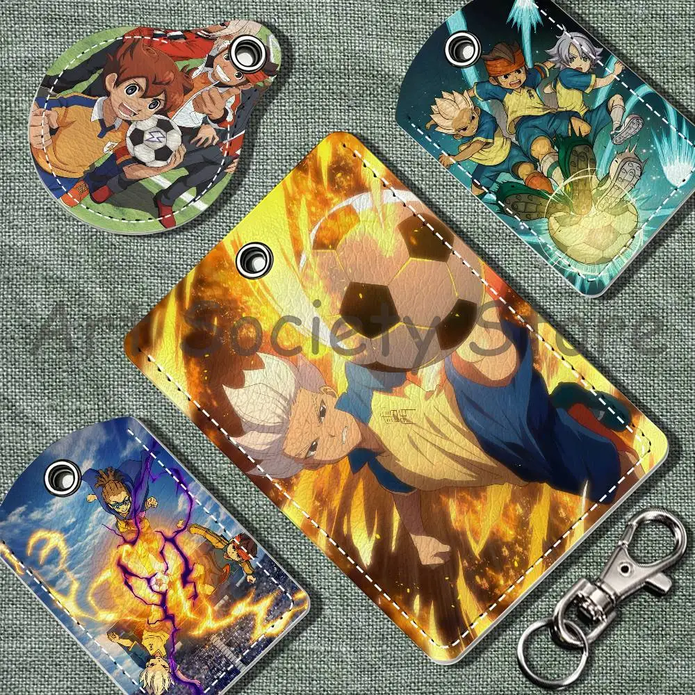 I-Inazuma Game E-Eleven PU Leather Card Holder Keychain Key Ring Door Lock Access Tag ID Access Card Air Tag Case Keychain Card