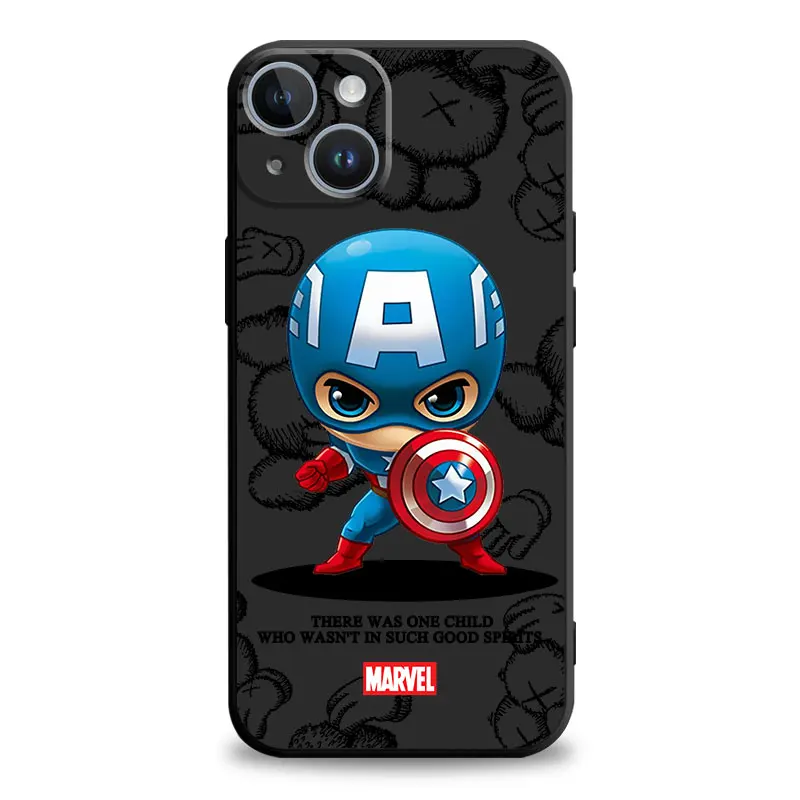 Bear Marvel Avengers Case for Apple iPhone 15 Pro Max 13 Pro Max 14 Pro Max 11 8 7 Plus 6S 12 Mini SE XR X XS Black Fundas