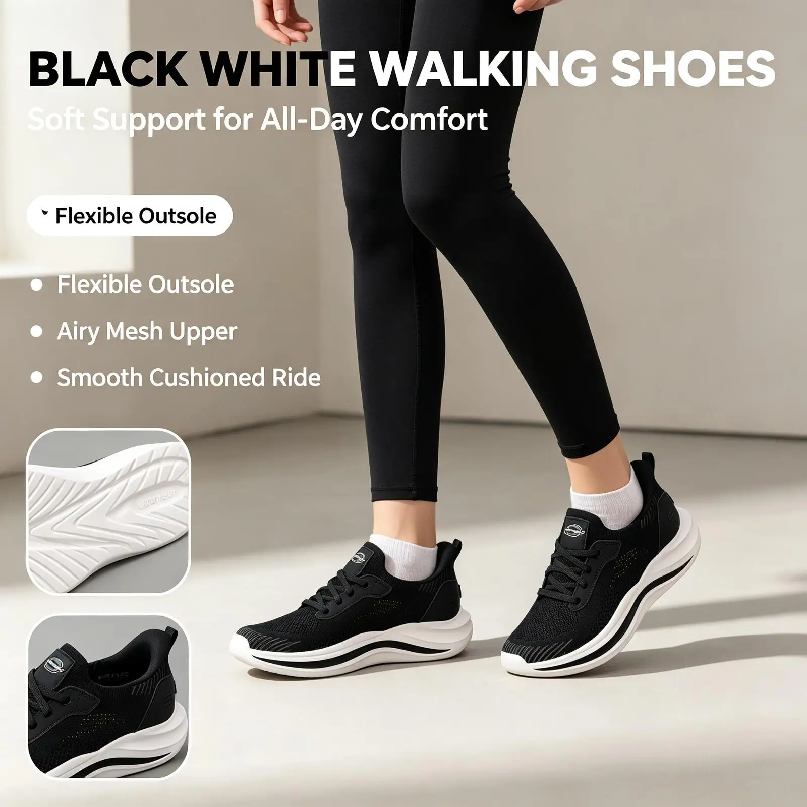 Hot New Skechers  Breathable Knit Lace-Up Walking Sneakers Lightweight Cushioned Thick Sole Comfortable Sport Shoes