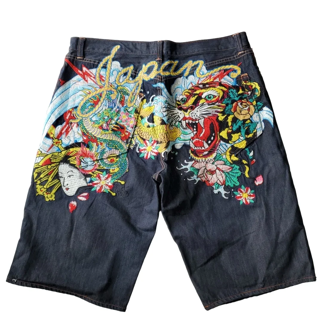 Y2k Shorts Loose Wide Leg Jean Hip Hop Punk Oversized Graphic Shorts 2023 New Harajuku Fashion Gym Shorts Personality Streetwear