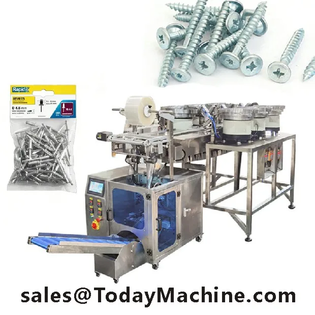 Screw Counting Wrapping Machine Pneumatic Motor 5 Vibrating Bowl Feeders for Plastic Bags Easy Operate